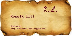 Kossik Lili névjegykártya