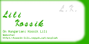 lili kossik business card